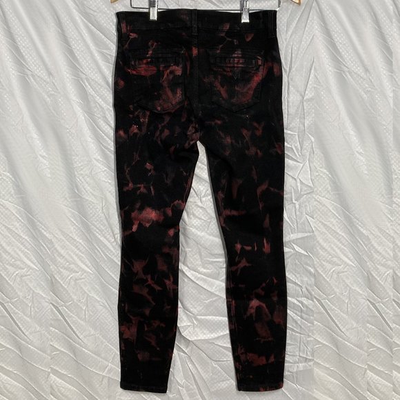 GUESS Los Angeles LA Painted Jeans, Black w Red Splatter Design. Size 28 / US 6 - Picture 4 of 7